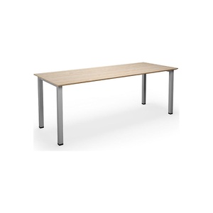 Mehrzwecktisch DUO-U Trend, gerade Platte, BxT 1800 x 800 mm, Eiche, silber