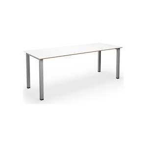 Mehrzwecktisch DUO-U Trend, gerade Platte, BxT 1800 x 800 mm, weiß, silber
