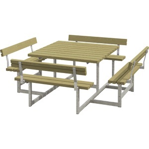 undefined, Gruppensitzbank für 8 Personen, LxT 2240 x 2240 mm, mit 4 Rückenlehnen, natur, Gruppensitzbank für 8 Personen, LxT 2240 x 2240 mm, mit 4 Rückenlehnen, natur