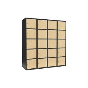 undefined, Schließfachschrank Fydor, 5 Fächer, grau / Birke, B 1200 mm, 4 Abteile, flache Dachform, Zylinderschloss, Schließfachschrank Fydor, 5 Fächer, grau / Birke, B 1200 mm, 4 Abteile, flache Dachform, Zylinderschloss