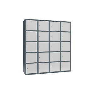 undefined, Schließfachschrank Fydor, 5 Fächer, blaugrau / lichtgrau, B 1200 mm, 4 Abteile, flache Dachform, Zylinderschloss, Schließfachschrank Fydor, 5 Fächer, blaugrau / lichtgrau, B 1200 mm, 4 Abteile, flache Dachform, Zylinderschloss