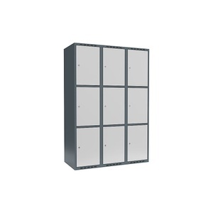 undefined, Schließfachschrank Fydor, 3 Fächer, blaugrau / lichtgrau, B 1200 mm, 3 Abteile, flache Dachform, Zylinderschloss, Schließfachschrank Fydor, 3 Fächer, blaugrau / lichtgrau, B 1200 mm, 3 Abteile, flache Dachform, Zylinderschloss