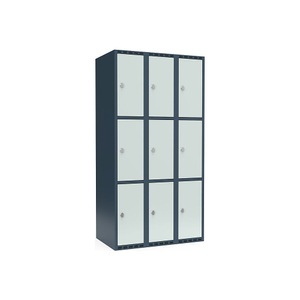 undefined, Schließfachschrank Fydor, 3 Fächer, blaugrau / lichtgrau, B 900 mm, 3 Abteile, flache Dachform, Vorhängeschloss, Schließfachschrank Fydor, 3 Fächer, blaugrau / lichtgrau, B 900 mm, 3 Abteile, flache Dachform, Vorhängeschloss