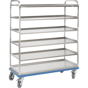 Gmoehling, Regalwagen GMÖHLING G®-Rack E 2801, durchbrochen, bis 300 kg, 6 Etagen, für 24 Sichtlagerkästen, Regalwagen GMÖHLING G®-Rack E 2801, durchbrochen, bis 300 kg, 6 Etagen, für 24 Sichtlagerkästen