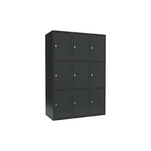 undefined, Schließfachschrank Fydor, 3 Fächer, grau, B 1200 mm, 3 Abteile, flache Dachform, Vorhängeschloss, Schließfachschrank Fydor, 3 Fächer, grau, B 1200 mm, 3 Abteile, flache Dachform, Vorhängeschloss