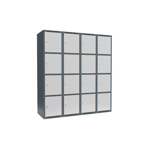 undefined, Schließfachschrank Fydor, 4 Fächer, blaugrau / lichtgrau, B 1200 mm, 4 Abteile, flache Dachform, Zylinderschloss, Schließfachschrank Fydor, 4 Fächer, blaugrau / lichtgrau, B 1200 mm, 4 Abteile, flache Dachform, Zylinderschloss