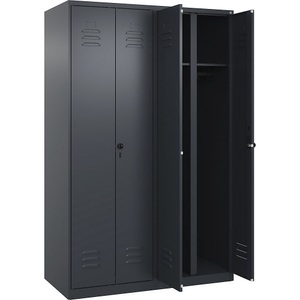 CP, C+P Schwarz-Weiß-Spind Classic PLUS, 2 Abteile, grau, HxB 1850 x 1200 mm, mit Bodengleitern, Drehriegel, C+P Schwarz-Weiß-Spind Classic PLUS, 2 Abteile, grau, HxB 1850 x 1200 mm, mit Bodengleitern, Drehriegel
