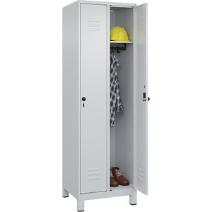 CP, C+P Spind Classic PLUS, 2 Abteile, lichtgrau, B 600 mm, mit Füßen, Drehriegel, C+P Spind Classic PLUS, 2 Abteile, lichtgrau, B 600 mm, mit Füßen, Drehriegel