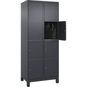 CP, C+P Schließfachschrank Classic PLUS, 2 Abteile, grau, B 800 mm, 8 Fächer, mit Füßen, C+P Schließfachschrank Classic PLUS, 2 Abteile, grau, B 800 mm, 8 Fächer, mit Füßen