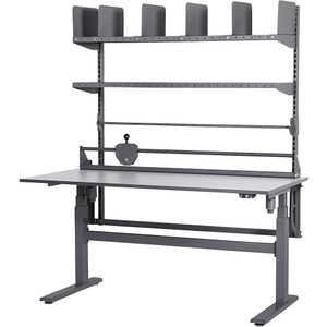 eurokraft pro, eurokraft pro Packtisch, elektrisch höhenverstellbar, mit 2 Etagenböden, Papier-/Folienabroller und Schneideinheit, Breite 1600 mm, eurokraft pro Packtisch, elektrisch höhenverstellbar, mit 2 Etagenböden, Papier-/Folienabroller und Schneideinheit, Breite 1600 mm