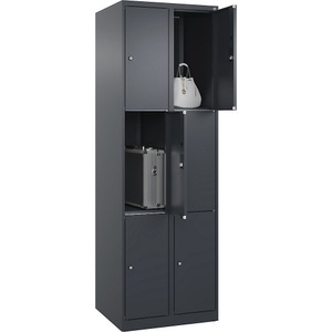 CP, C+P Schließfachschrank Classic PLUS, 2 Abteile, grau, B 600 mm, 6 Fächer, mit Bodengleitern, C+P Schließfachschrank Classic PLUS, 2 Abteile, grau, B 600 mm, 6 Fächer, mit Bodengleitern