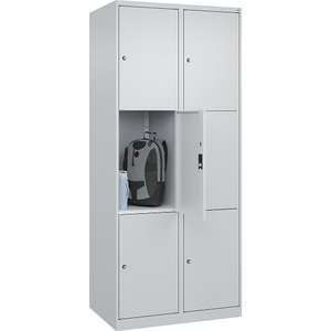 CP, C+P Schließfachschrank Classic PLUS, 2 Abteile, lichtgrau, B 800 mm, 6 Fächer, mit Bodengleitern, C+P Schließfachschrank Classic PLUS, 2 Abteile, lichtgrau, B 800 mm, 6 Fächer, mit Bodengleitern