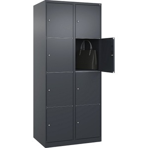 CP, C+P Schließfachschrank Classic PLUS, 2 Abteile, grau, B 800 mm, 8 Fächer, mit Bodengleitern, C+P Schließfachschrank Classic PLUS, 2 Abteile, grau, B 800 mm, 8 Fächer, mit Bodengleitern