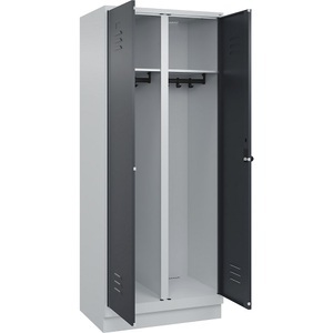 CP, C+P Schwarz-Weiß-Spind Classic PLUS, 1 Abteil, lichtgrau / grau, HxB 1950 x 800 mm, mit Bodensockel, Drehriegel, C+P Schwarz-Weiß-Spind Classic PLUS, 1 Abteil, lichtgrau / grau, HxB 1950 x 800 mm, mit Bodensockel, Drehriegel