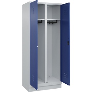 CP, C+P Schwarz-Weiß-Spind Classic PLUS, 1 Abteil, lichtgrau / enzianblau, HxB 1950 x 800 mm, mit Bodensockel, Zylinderschloss, C+P Schwarz-Weiß-Spind Classic PLUS, 1 Abteil, lichtgrau / enzianblau, HxB 1950 x 800 mm, mit Bodensockel, Zylinderschloss