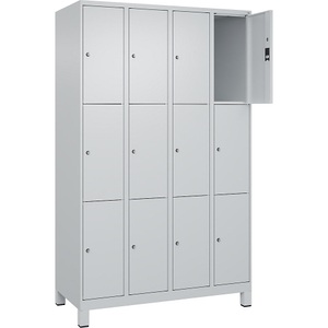 CP, C+P Schließfachschrank Classic PLUS, 4 Abteile, lichtgrau, B 1200 mm, 12 Fächer, mit Füßen, C+P Schließfachschrank Classic PLUS, 4 Abteile, lichtgrau, B 1200 mm, 12 Fächer, mit Füßen