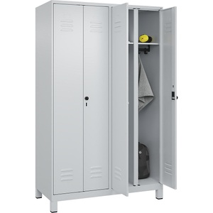CP, C+P Schwarz-Weiß-Spind Classic PLUS, 2 Abteile, lichtgrau, HxB 1950 x 1200 mm, mit Füßen, Drehriegel, C+P Schwarz-Weiß-Spind Classic PLUS, 2 Abteile, lichtgrau, HxB 1950 x 1200 mm, mit Füßen, Drehriegel