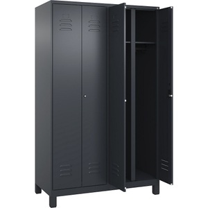 CP, C+P Schwarz-Weiß-Spind Classic PLUS, 2 Abteile, grau, HxB 1950 x 1200 mm, mit Füßen, Zylinderschloss, C+P Schwarz-Weiß-Spind Classic PLUS, 2 Abteile, grau, HxB 1950 x 1200 mm, mit Füßen, Zylinderschloss