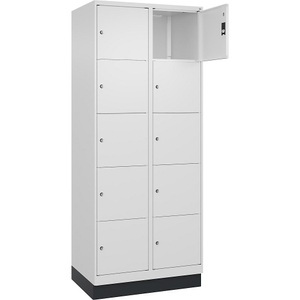 CP, C+P Schließfachschrank Classic PLUS, 2 Abteile, verkehrsweiß, B 800 mm, 10 Fächer, mit Bodensockel, C+P Schließfachschrank Classic PLUS, 2 Abteile, verkehrsweiß, B 800 mm, 10 Fächer, mit Bodensockel