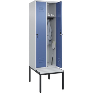 CP, C+P Spind Classic PLUS Sitzbank, 2 Abteile, lichtgrau / fernblau, B 600 mm, Sicherheits-Drehriegel, untergebaut, Kunststoff, C+P Spind Classic PLUS Sitzbank, 2 Abteile, lichtgrau / fernblau, B 600 mm, Sicherheits-Drehriegel, untergebaut, Kunststoff