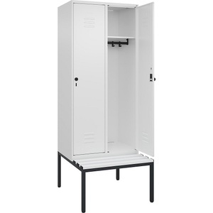 CP, C+P Spind Classic PLUS Sitzbank, 2 Abteile, verkehrsweiß, B 800 mm, Sicherheits-Drehriegel, untergebaut, Kunststoff, C+P Spind Classic PLUS Sitzbank, 2 Abteile, verkehrsweiß, B 800 mm, Sicherheits-Drehriegel, untergebaut, Kunststoff