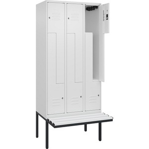 CP, C+P Z-Spind Classic PLUS Sitzbank, 3 Abteile, verkehrsweiß, B 900 mm, Zylinderschloss, auskragend, Kunststoff, C+P Z-Spind Classic PLUS Sitzbank, 3 Abteile, verkehrsweiß, B 900 mm, Zylinderschloss, auskragend, Kunststoff