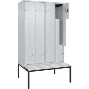 CP, C+P Z-Spind Classic PLUS Sitzbank, 4 Abteile, lichtgrau, B 1200 mm, Zylinderschloss, untergebaut, Kunststoff, C+P Z-Spind Classic PLUS Sitzbank, 4 Abteile, lichtgrau, B 1200 mm, Zylinderschloss, untergebaut, Kunststoff