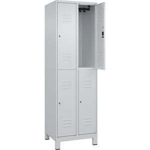 CP, C+P Doppelstock-Spind Classic PLUS, 2 Abteile, lichtgrau, HxB 1950 x 600 mm, mit Füßen, Zylinderschloss, C+P Doppelstock-Spind Classic PLUS, 2 Abteile, lichtgrau, HxB 1950 x 600 mm, mit Füßen, Zylinderschloss