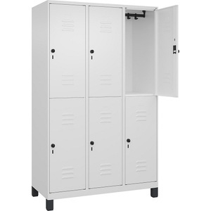 CP, C+P Doppelstock-Spind Classic PLUS, 3 Abteile, verkehrsweiß, HxB 1950 x 1200 mm, mit Füßen, Drehriegel, C+P Doppelstock-Spind Classic PLUS, 3 Abteile, verkehrsweiß, HxB 1950 x 1200 mm, mit Füßen, Drehriegel