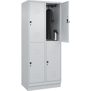 CP, C+P Doppelstock-Spind Classic PLUS, 2 Abteile, lichtgrau, HxB 1950 x 800 mm, mit Bodensockel, Drehriegel