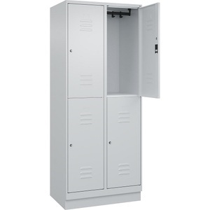 CP, C+P Doppelstock-Spind Classic PLUS, 2 Abteile, lichtgrau, HxB 1950 x 800 mm, mit Bodensockel, Zylinderschloss, C+P Doppelstock-Spind Classic PLUS, 2 Abteile, lichtgrau, HxB 1950 x 800 mm, mit Bodensockel, Zylinderschloss