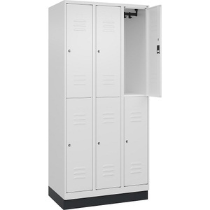CP, C+P Doppelstock-Spind Classic PLUS, 3 Abteile, verkehrsweiß, HxB 1950 x 900 mm, mit Bodensockel, Zylinderschloss, C+P Doppelstock-Spind Classic PLUS, 3 Abteile, verkehrsweiß, HxB 1950 x 900 mm, mit Bodensockel, Zylinderschloss