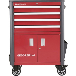 Gedore RED, Gedore RED 3301688 Werkstatttwagen, GEDORE Werkstattwagen WINGMAN, 4 Schubladen + Werkzeugschrank, HxBxT 1034 x 724 x 470 mm
