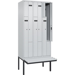 undefined, Z-Spind Evolo PLUS Sitzbank, 3 Abteile, lichtgrau / lichtgrau, B 900 mm, Zylinderschloss, mit auskragender Sitzbank, Kunststoff, Z-Spind Evolo PLUS Sitzbank, 3 Abteile, lichtgrau / lichtgrau, B 900 mm, Zylinderschloss, mit auskragender Sitzbank, Kunststoff