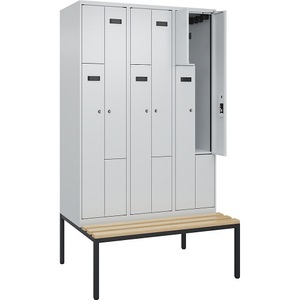 undefined, Z-Spind Evolo PLUS Sitzbank, 3 Abteile, lichtgrau / lichtgrau, B 1200 mm, Zylinderschloss, mit untergebauter Sitzbank, Buche, Z-Spind Evolo PLUS Sitzbank, 3 Abteile, lichtgrau / lichtgrau, B 1200 mm, Zylinderschloss, mit untergebauter Sitzbank, Buche