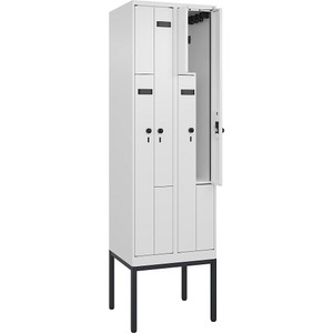 undefined, Z-Spind Evolo PLUS, 2 Abteile, weiß, B 600 mm, 4 Fächer, mit schmalen Füßen, Sicherheits-Drehriegel, Z-Spind Evolo PLUS, 2 Abteile, weiß, B 600 mm, 4 Fächer, mit schmalen Füßen, Sicherheits-Drehriegel