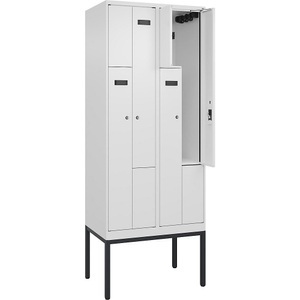 undefined, Z-Spind Evolo PLUS, 2 Abteile, weiß, B 800 mm, 4 Fächer, mit schmalen Füßen, Zylinderschloss, Z-Spind Evolo PLUS, 2 Abteile, weiß, B 800 mm, 4 Fächer, mit schmalen Füßen, Zylinderschloss