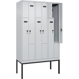 undefined, Z-Spind Evolo PLUS, 3 Abteile, lichtgrau, B 1200 mm, 6 Fächer, mit schmalen Füßen, Sicherheits-Drehriegel, Z-Spind Evolo PLUS, 3 Abteile, lichtgrau, B 1200 mm, 6 Fächer, mit schmalen Füßen, Sicherheits-Drehriegel