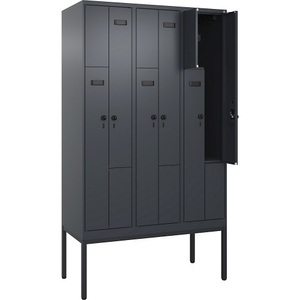 undefined, Z-Spind Evolo PLUS, 3 Abteile, grau, B 1200 mm, 6 Fächer, mit schmalen Füßen, Sicherheits-Drehriegel, Z-Spind Evolo PLUS, 3 Abteile, grau, B 1200 mm, 6 Fächer, mit schmalen Füßen, Sicherheits-Drehriegel