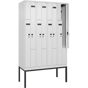 undefined, Z-Spind Evolo PLUS, 4 Abteile, weiß, B 1200 mm, 8 Fächer, mit schmalen Füßen, Sicherheits-Drehriegel, Z-Spind Evolo PLUS, 4 Abteile, weiß, B 1200 mm, 8 Fächer, mit schmalen Füßen, Sicherheits-Drehriegel