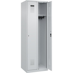 CP, C+P Spind Evolo PLUS, 2 Abteile, lichtgrau, B 600 mm, mit Bodengleitern, Zylinderschloss, C+P Spind Evolo PLUS, 2 Abteile, lichtgrau, B 600 mm, mit Bodengleitern, Zylinderschloss
