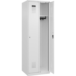 CP, C+P Spind Evolo PLUS, 2 Abteile, verkehrsweiß, B 600 mm, mit Bodengleitern, Zylinderschloss, C+P Spind Evolo PLUS, 2 Abteile, verkehrsweiß, B 600 mm, mit Bodengleitern, Zylinderschloss