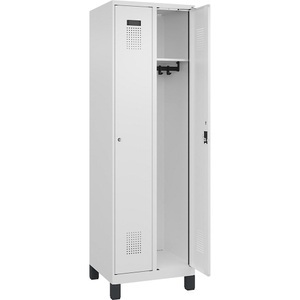 CP, C+P Spind Evolo PLUS, 2 Abteile, verkehrsweiß, B 600 mm, mit breiten Füßen, Zylinderschloss, C+P Spind Evolo PLUS, 2 Abteile, verkehrsweiß, B 600 mm, mit breiten Füßen, Zylinderschloss