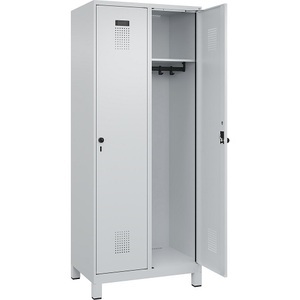 CP, C+P Spind Evolo PLUS, 2 Abteile, lichtgrau, B 800 mm, mit breiten Füßen, Drehriegel, C+P Spind Evolo PLUS, 2 Abteile, lichtgrau, B 800 mm, mit breiten Füßen, Drehriegel