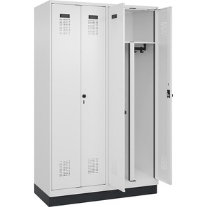 undefined, Schwarz-Weiß-Spind Evolo PLUS, 2 Abteile, Trennwand mittig, weiß, B 1200 mm, mit Bodensockel, Sicherheits-Drehriegel, Schwarz-Weiß-Spind Evolo PLUS, 2 Abteile, Trennwand mittig, weiß, B 1200 mm, mit Bodensockel, Sicherheits-Drehriegel