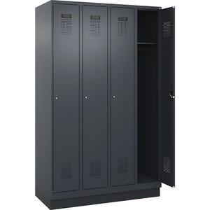 CP, C+P Spind Evolo PLUS, 4 Abteile, grau, B 1200 mm, mit Bodensockel, Zylinderschloss, C+P Spind Evolo PLUS, 4 Abteile, grau, B 1200 mm, mit Bodensockel, Zylinderschloss