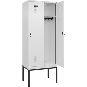 CP, C+P Spind Evolo PLUS, 2 Abteile, verkehrsweiß, B 800 mm, mit schmalen Füßen, Drehriegel, C+P Spind Evolo PLUS, 2 Abteile, verkehrsweiß, B 800 mm, mit schmalen Füßen, Drehriegel