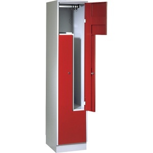 Wolf, Wolf Stahlspind, Z-Schrank 2 Abteile Türen feuerrot, Wolf Z-Garderobenschrank, 2 Abteile, Türen feuerrot