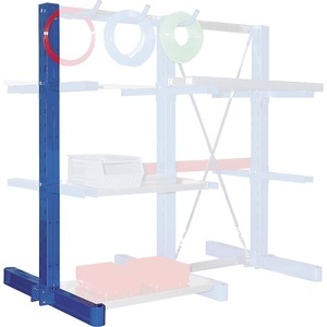 EUROKRAFT, EUROKRAFT Kragarm-Regalständer, Bauart mittelschwer zweiseitig, Ständerhöhe 2100 mm Traglast 2100 kg, blau, 