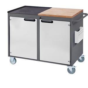 RAU, RAU Werkbank, fahrbar 2 Türen, Arbeitsfläche Holz / Metall anthrazit / lichtgrau, RAU Kompaktwerkbänke, fahrbar, 2 Türen, Arbeitsfläche Holz / Metall, anthrazit / lichtgrau